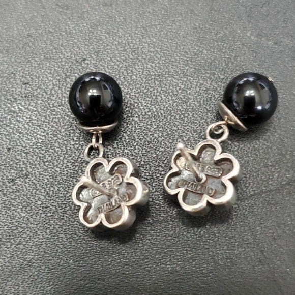 **Final Sale** Sterling silver black stone earrings - Picture 6 of 7